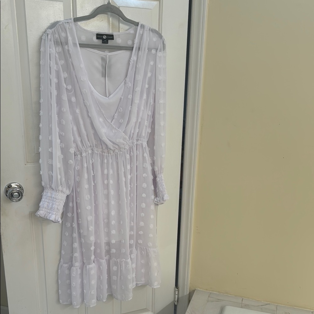 Elegant White Polka Dot Dress